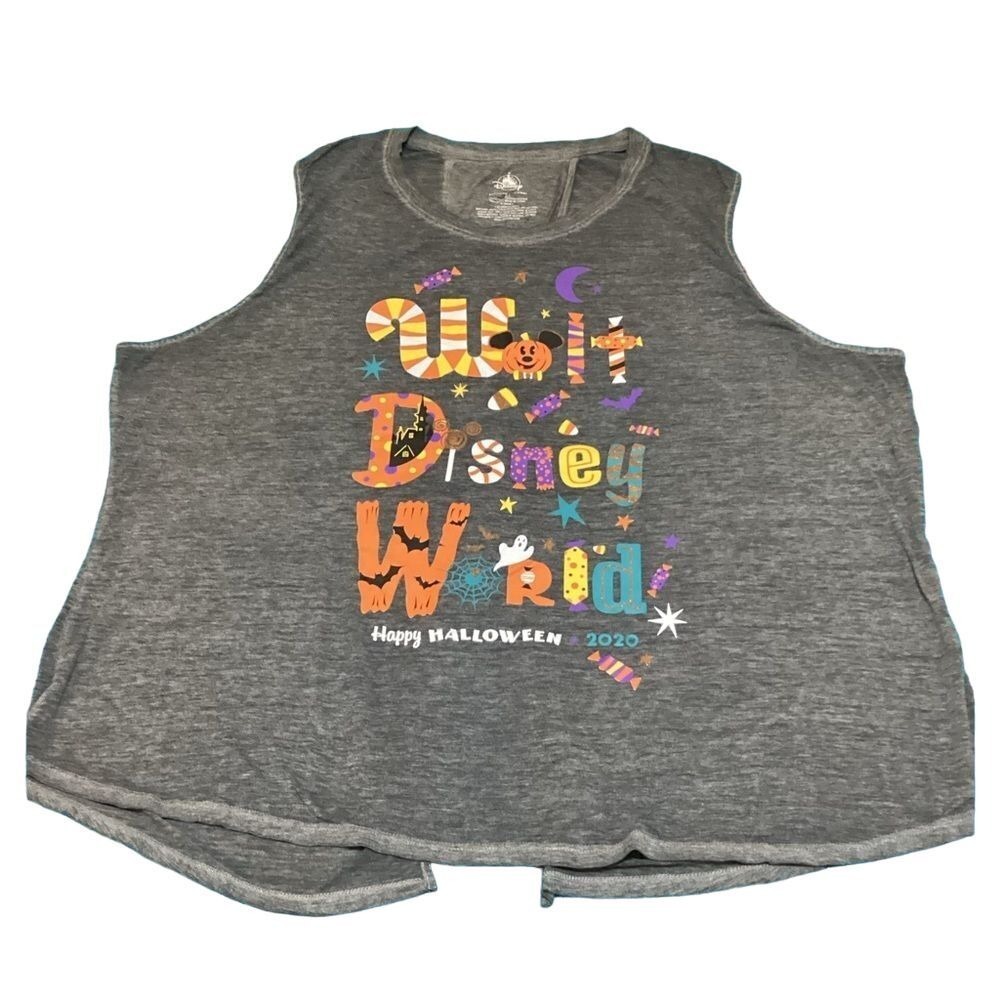 Disney Parks Walt Disney World Happy Halloween 2020 Split Back Tank Top Grey 2X